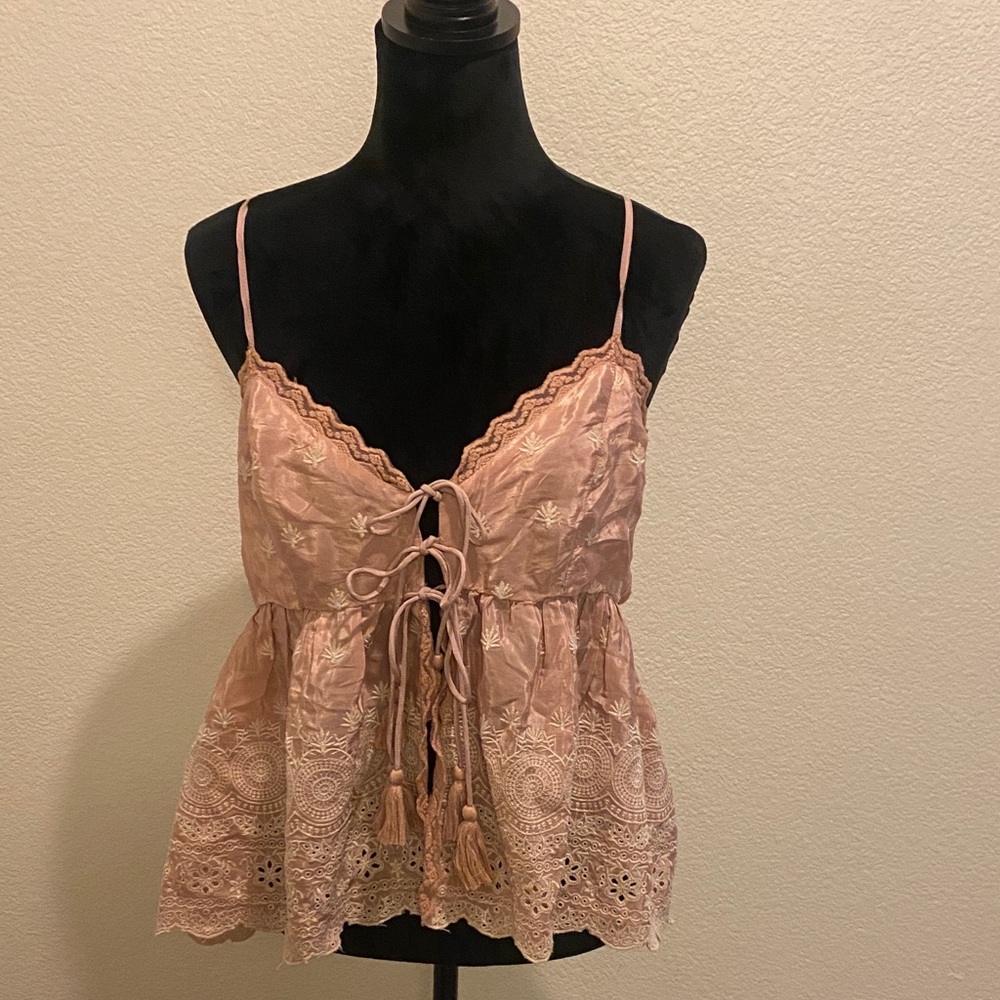 Free People Pink Lace Camisole Top